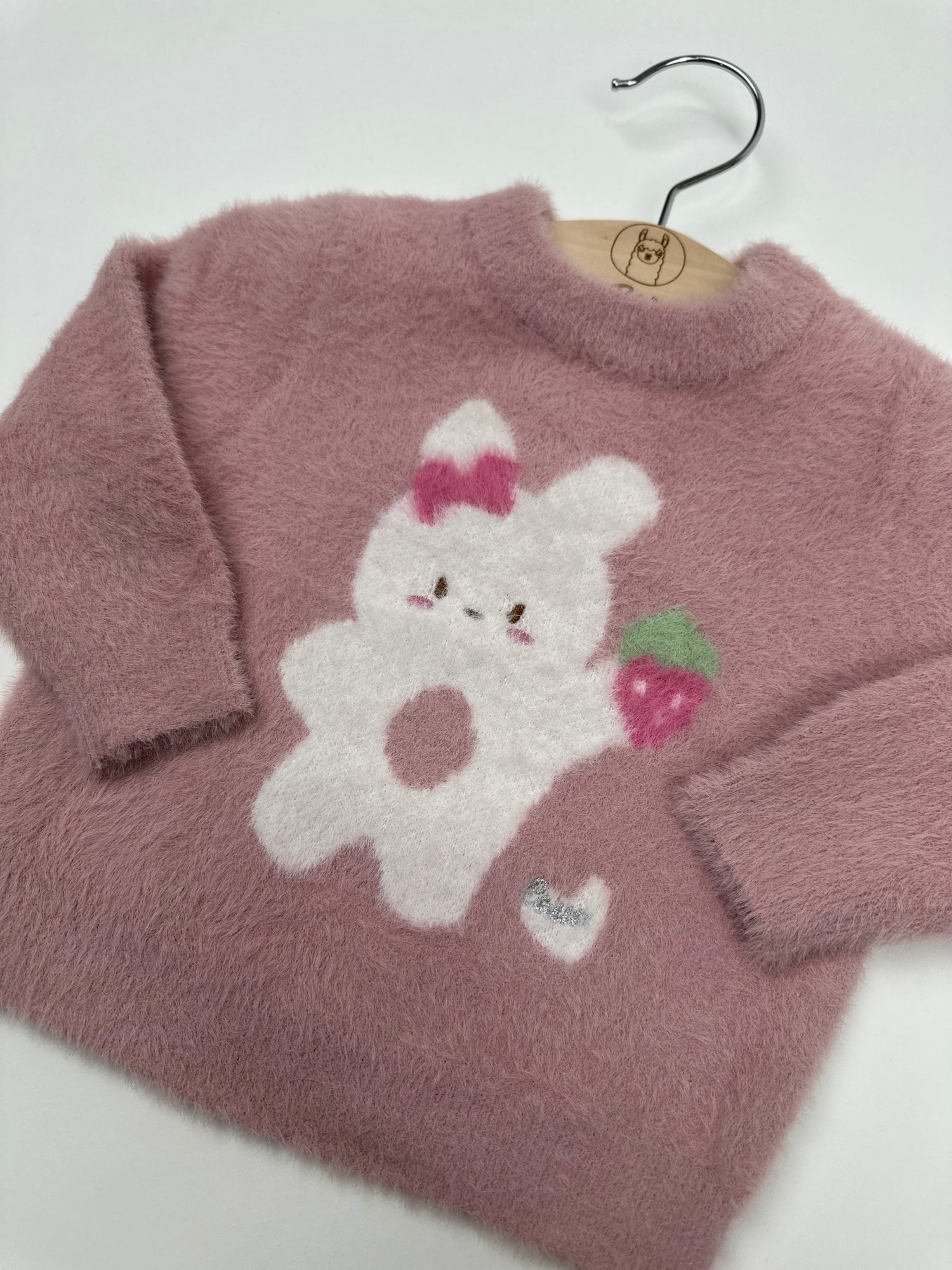 Set Maglione peluche coniglietto Rosa+maglia bianca