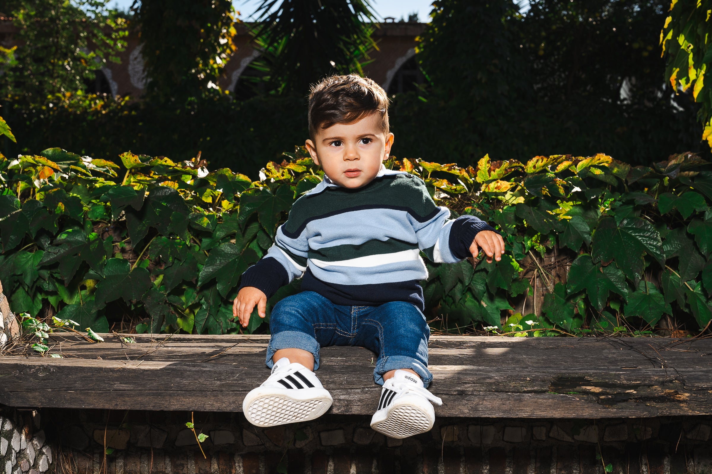 Set Maglione righe verde e azzurro + camicia