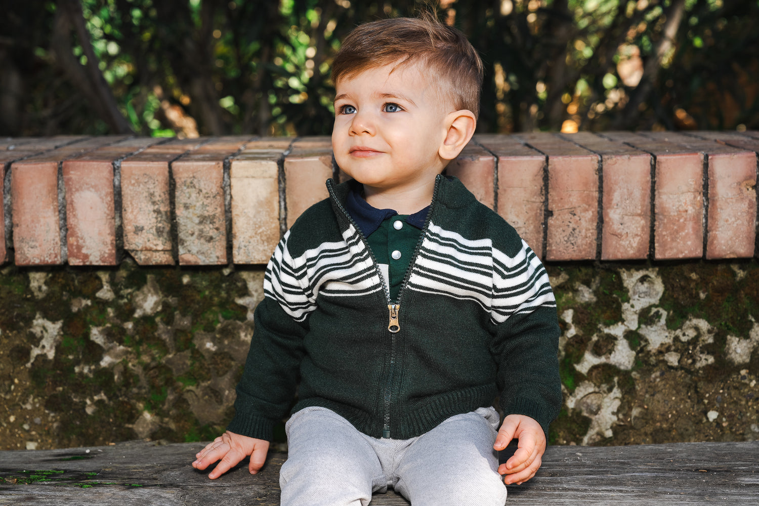 Set Cardigan zip+Polo orsetto Verde