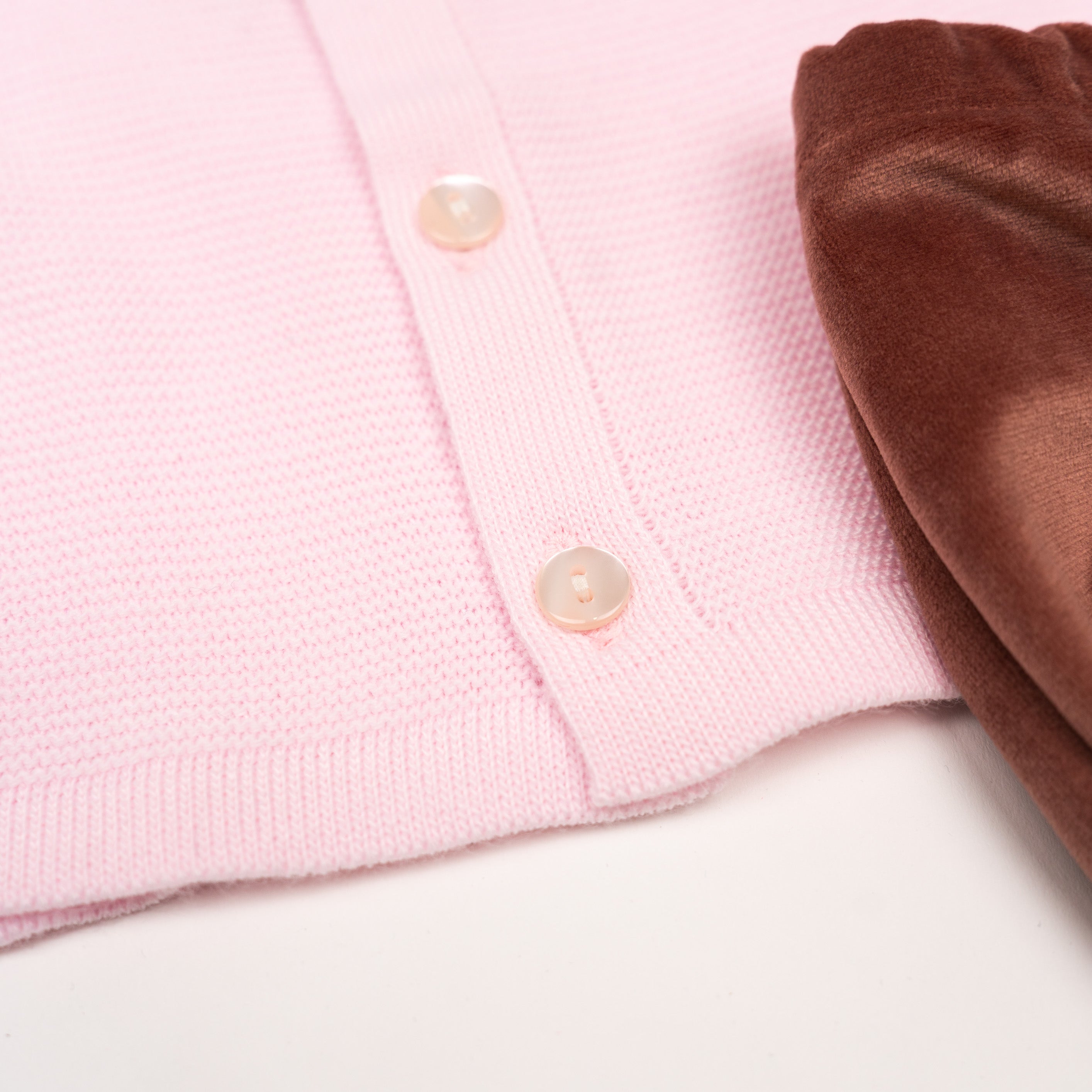 Coordinato maglia colletto+ pagliaccetto velluto Rosa