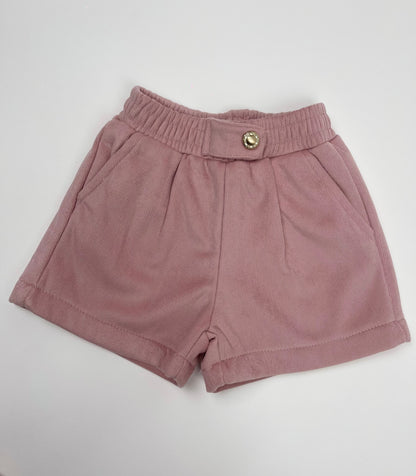 Pantaloncino rosa in velluto bottoni oro