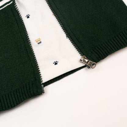 Set Cardigan zip+Polo orsetto Verde