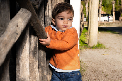 Cardigan basic con bottoncini Arancio