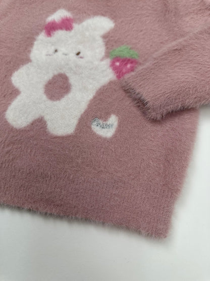 Set Maglione peluche coniglietto Rosa+maglia bianca