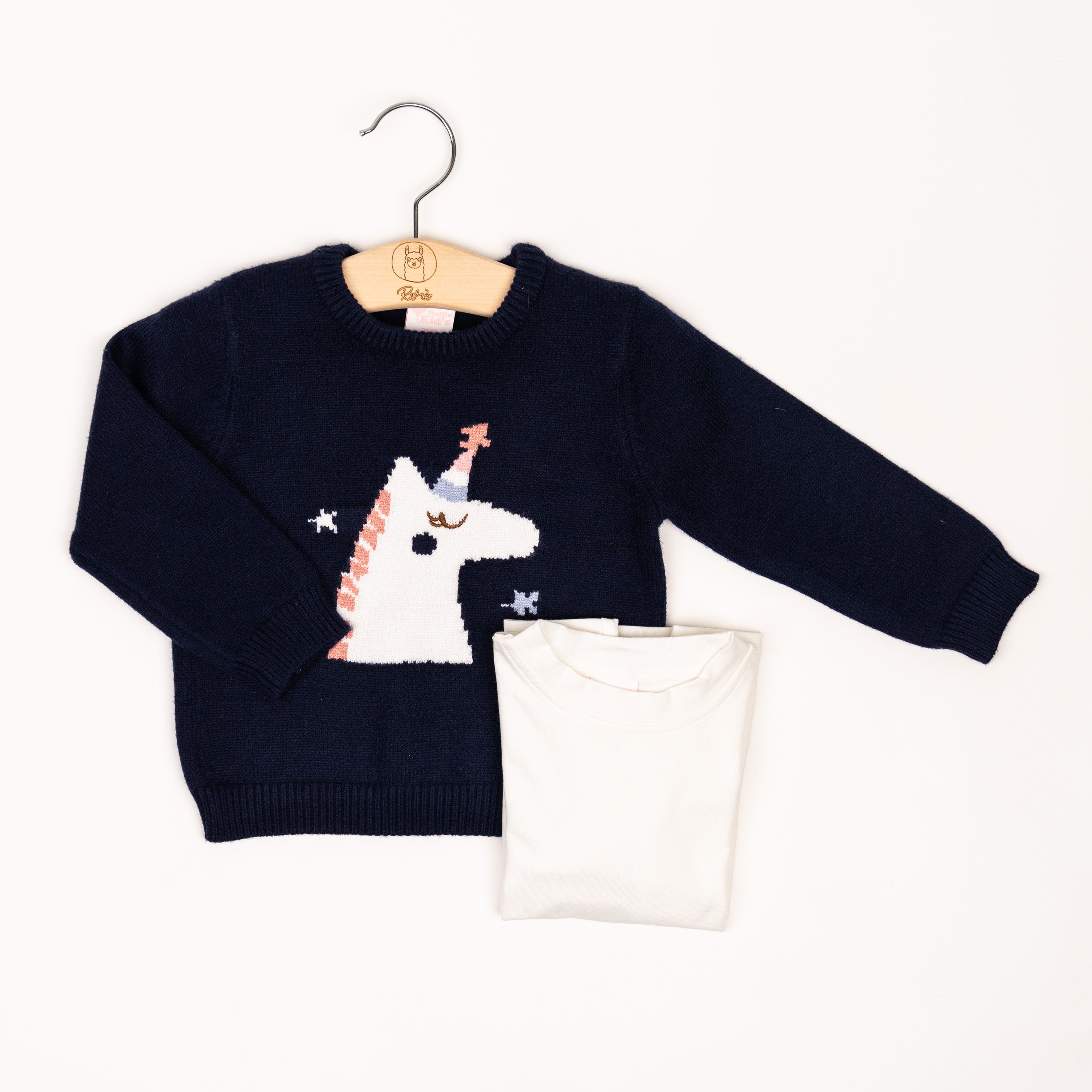 Set Maglione ‘UNICORNO’ Blu + Maglia bianca