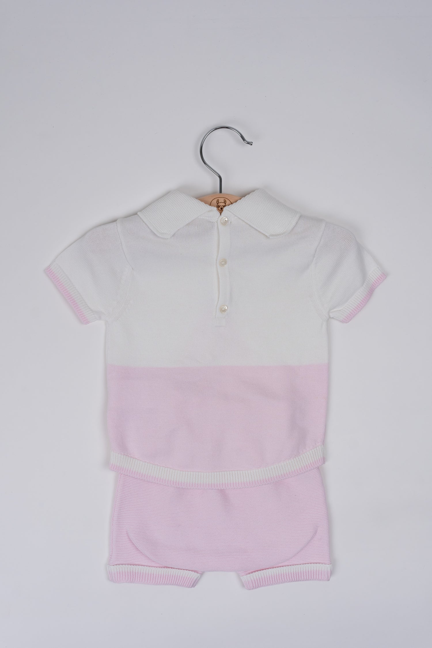 Coordinato in filo maglia+pantaloncino rosa