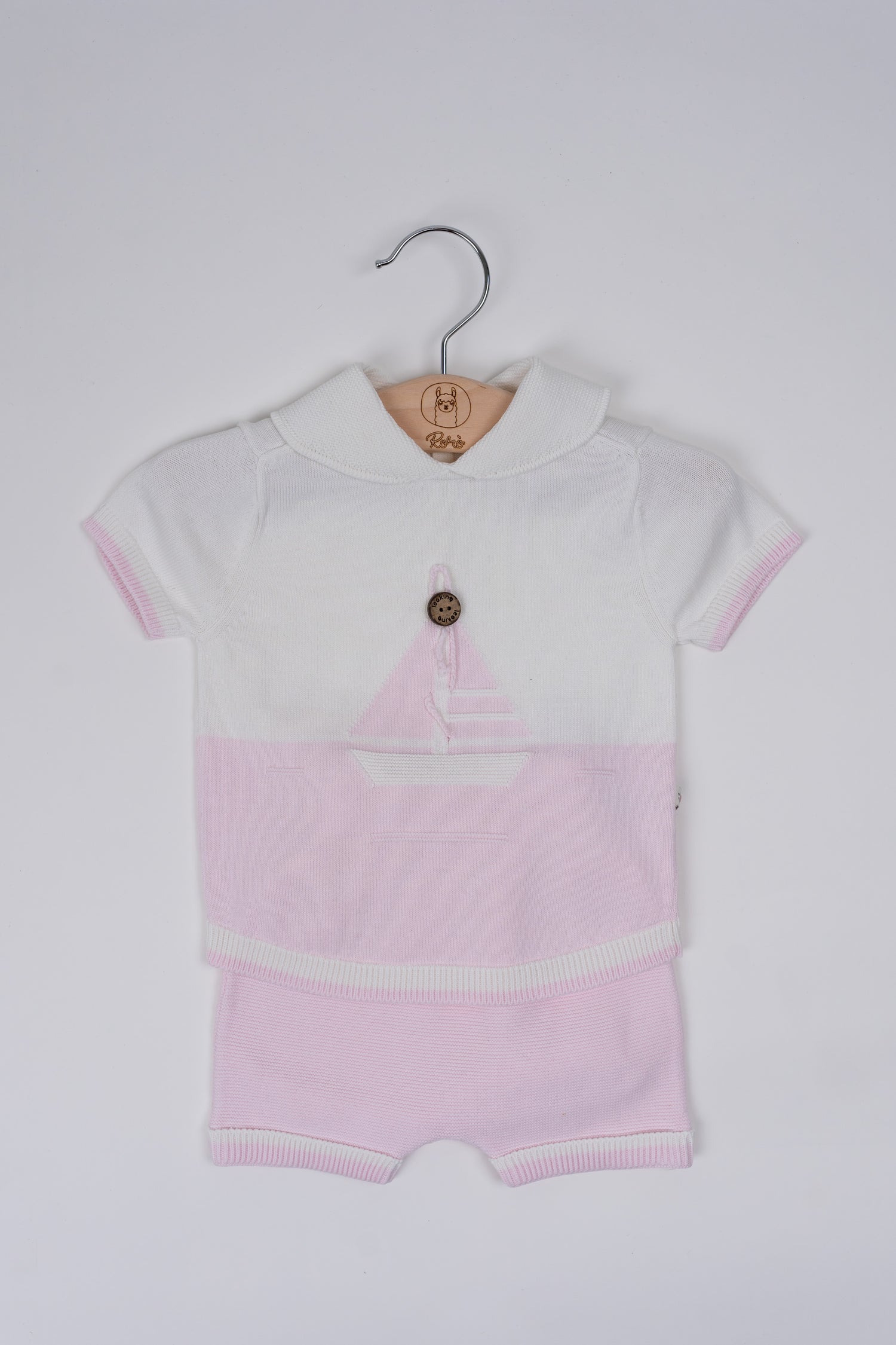 Coordinato in filo maglia+pantaloncino rosa