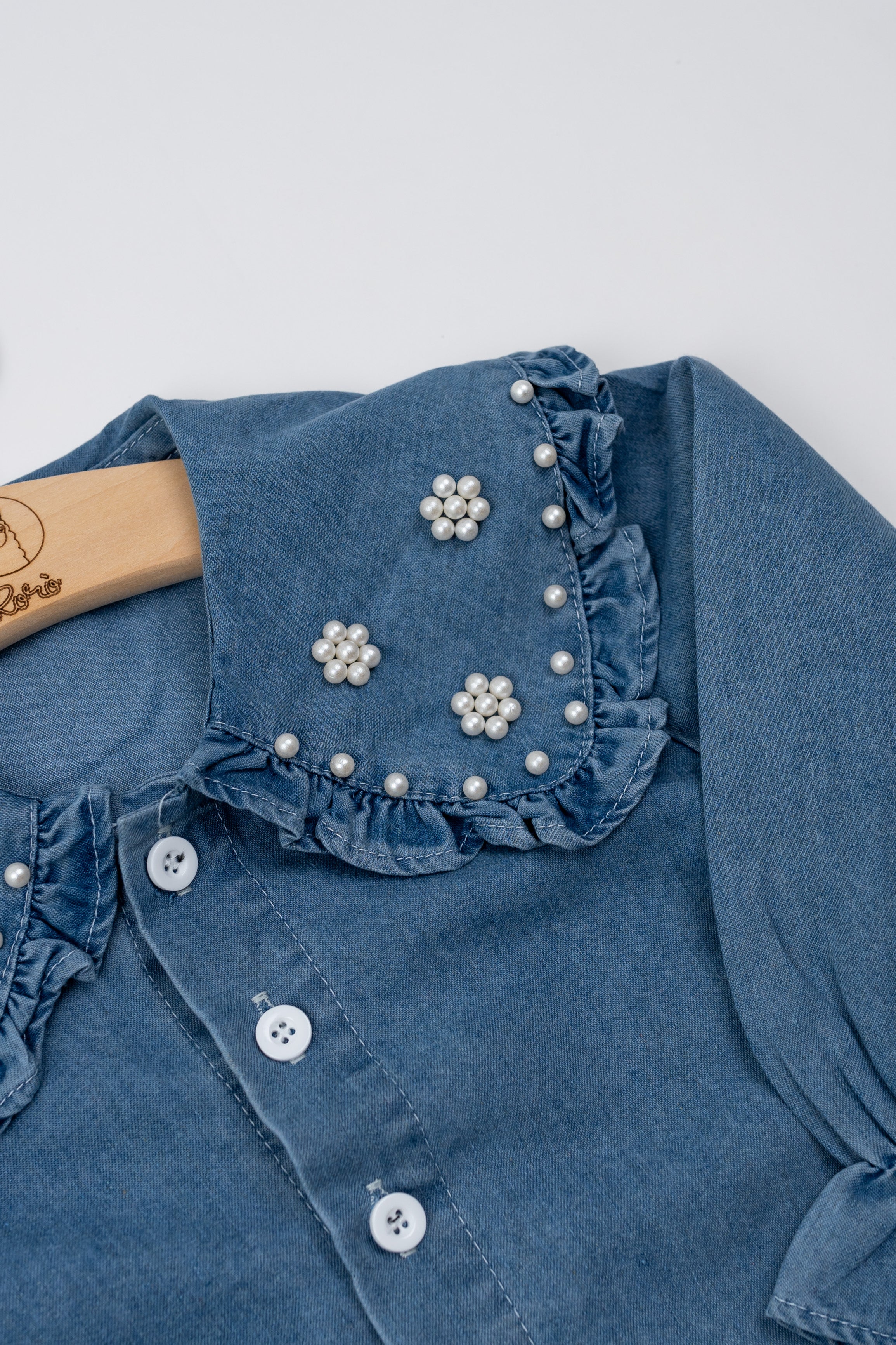 Camicia in denim con dettaglio perle