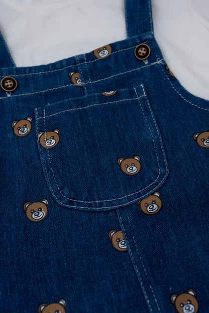 Salopette in denim con teddy