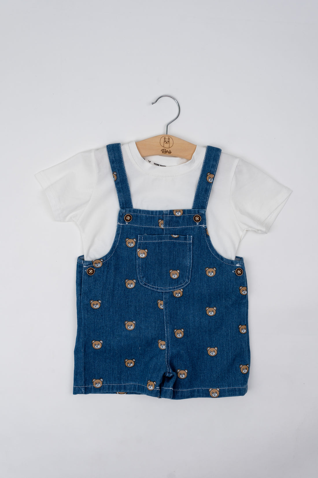 Salopette in denim con teddy