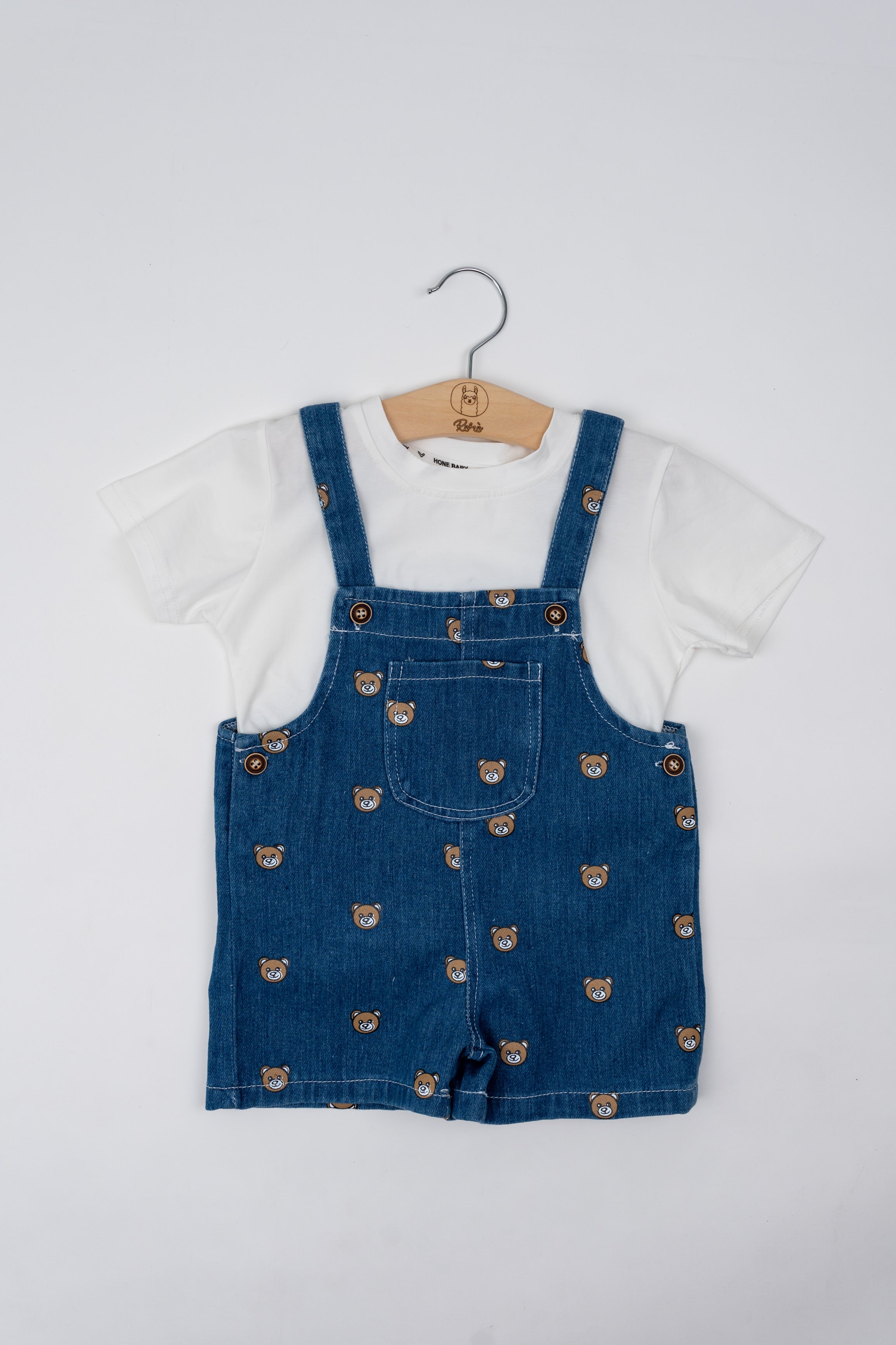 Salopette in denim con teddy